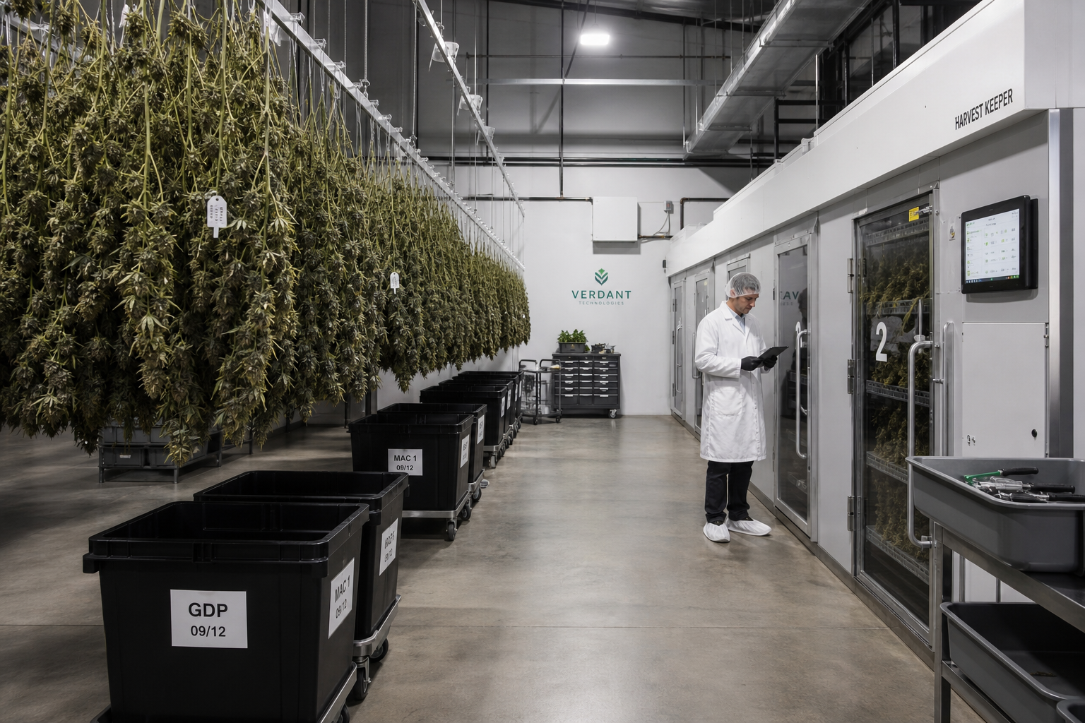 Commercial post-harvest facility with curing equipment